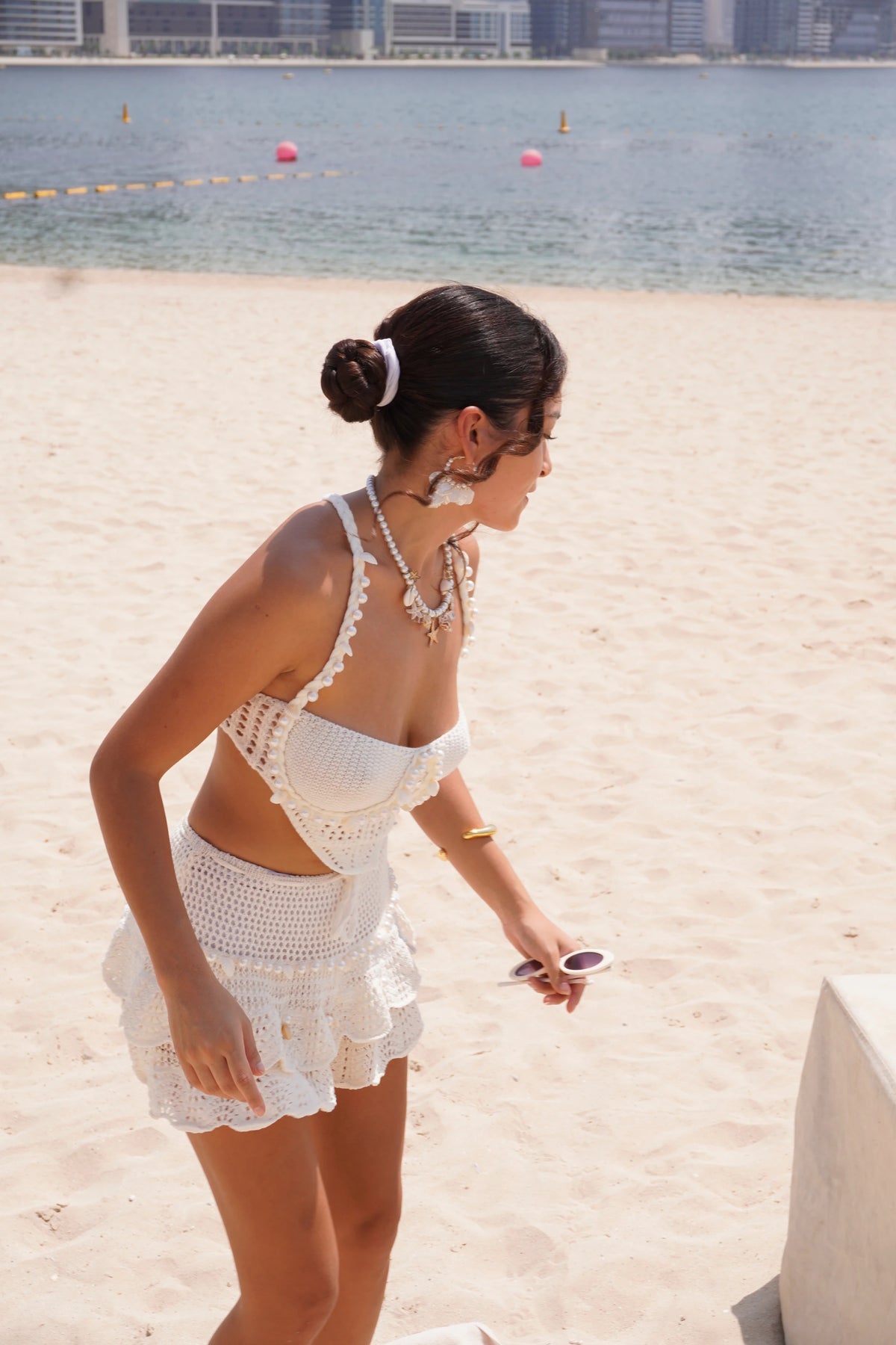 Perla Crochet Top on the beach
